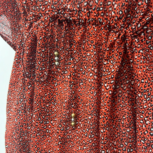 ECHO | Animal Print Red Cotton Caftan Cover-Up - Picture 8 of 12